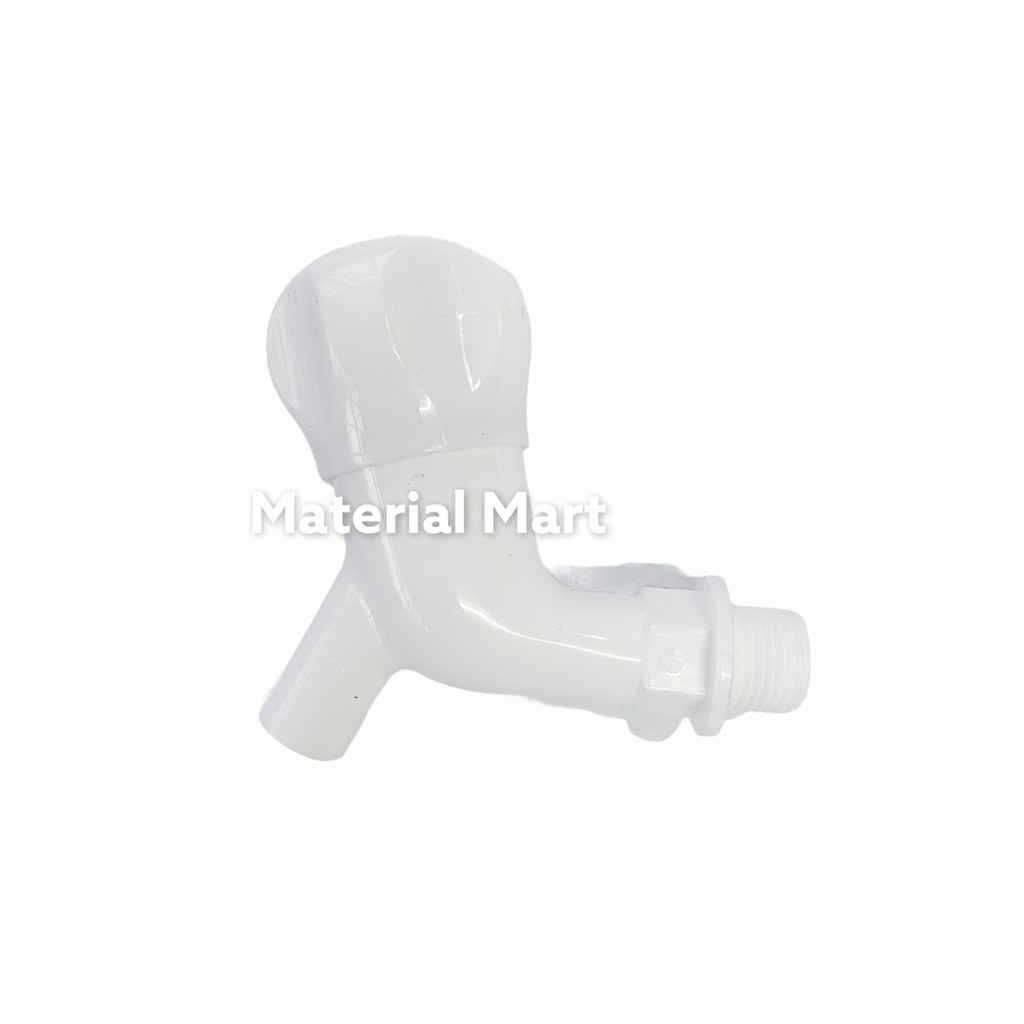 Keran Air PVC 1/2 Inch Belimbing | Kran Tembok Plastik Putar 3/4 Inch | Material Mart