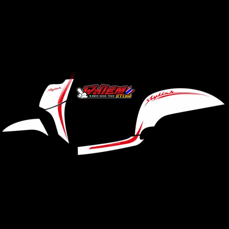 Striping Scoopy New Transparan Stylish Merah