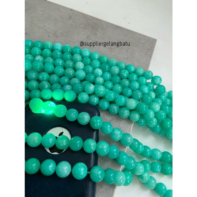 batu green AMAZONITE DOFF 10mm hijau tosca premium stone handmade DIY bahan kalung gelang kerajinan tangan craft manik