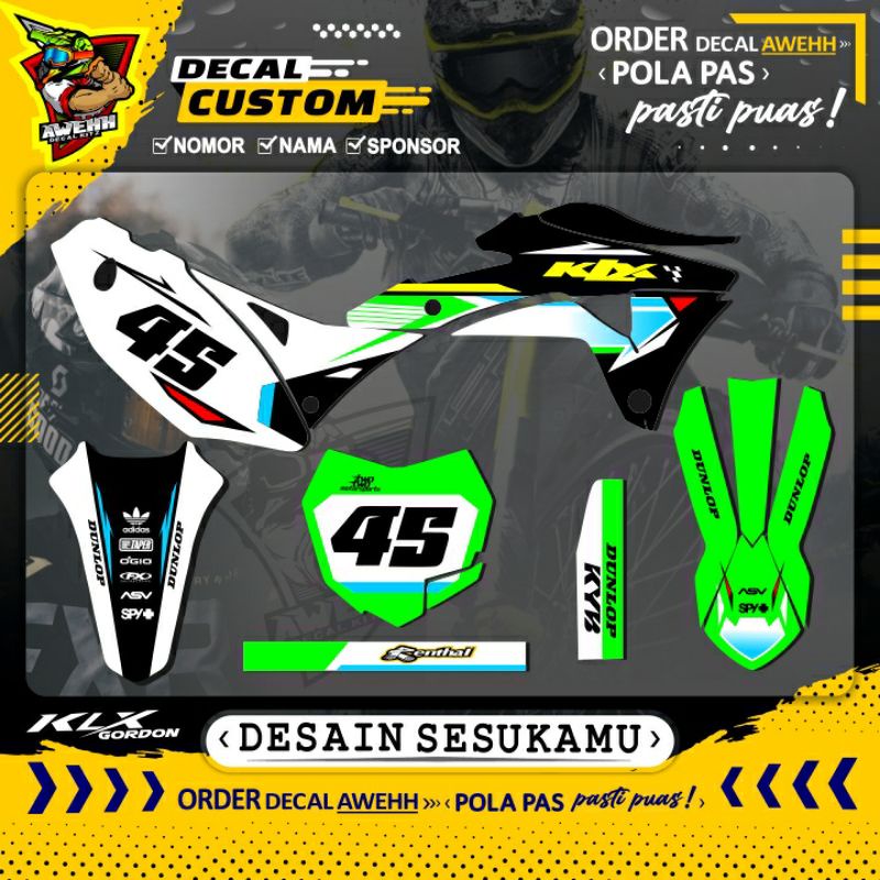 DECAL STIKER KLX GORDON - KLX OLD - KLX DTRACKER CUSTOM