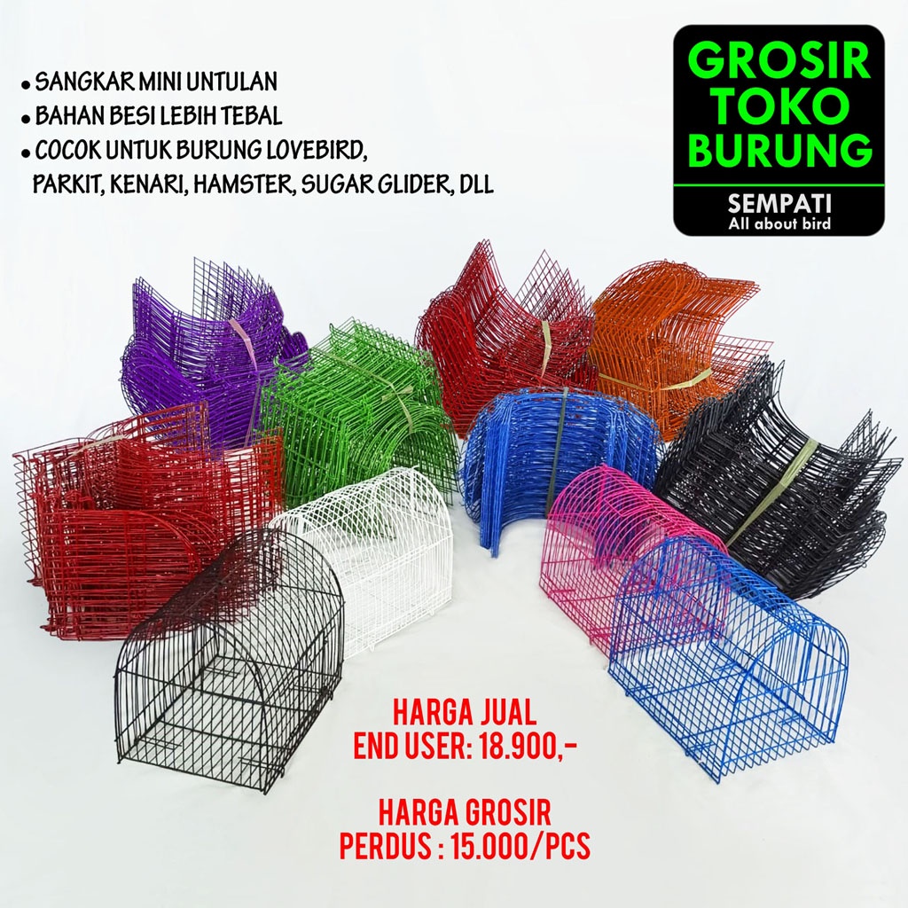 SEMPATI GROSIR KANDANG UNTULAN SANGKAR UNTULAN KANDANG BURUNG LOVEBIRD HAMSTER SUGAR GLIDER BESI MINI ISI 10 PCS-2