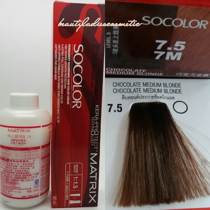 "MATRIX SOCOLOR 7.5 CHOCOLATE MEDIUM BLONDE 90 ML LEVEL-7"