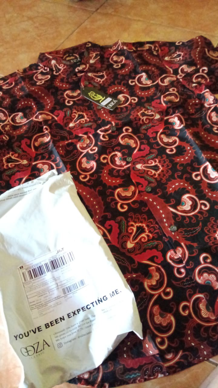 Odza Kemeja Batik Pria Slim Fit Fashion Lengan Panjang Modern Delta