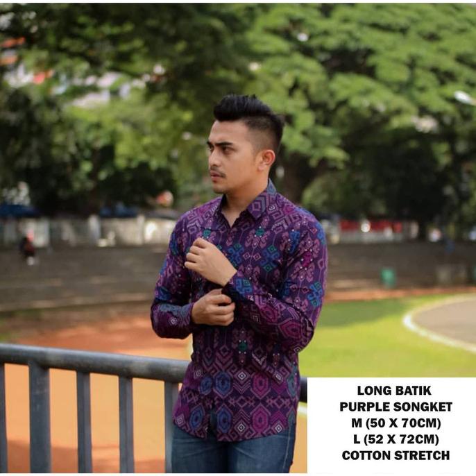 Kemeja Batik Songket Ungu / Kemeja Batik Pria / Baju Batik Cowok