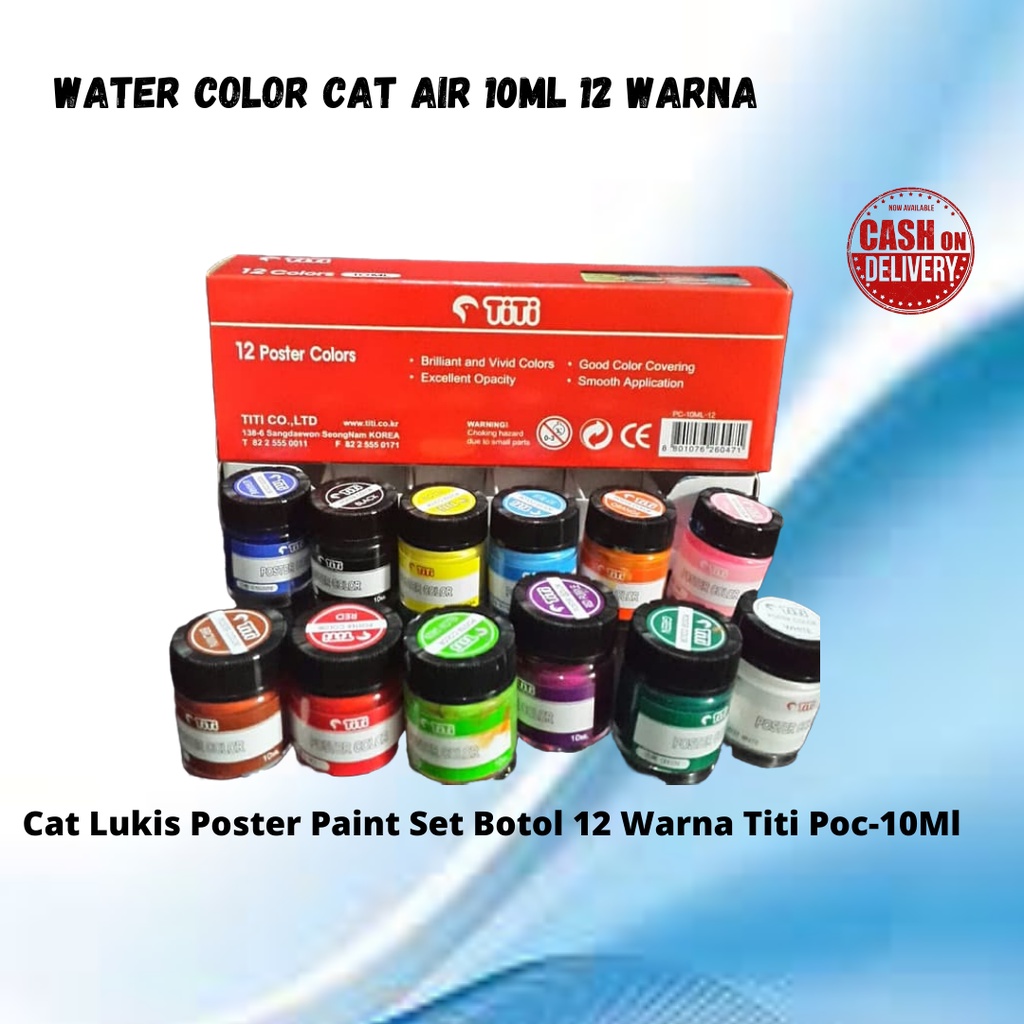 HARGA PROMO!! Cat Lukis Poster Paint Set Botol Isi 12 Pcs Warna Titi 10ML