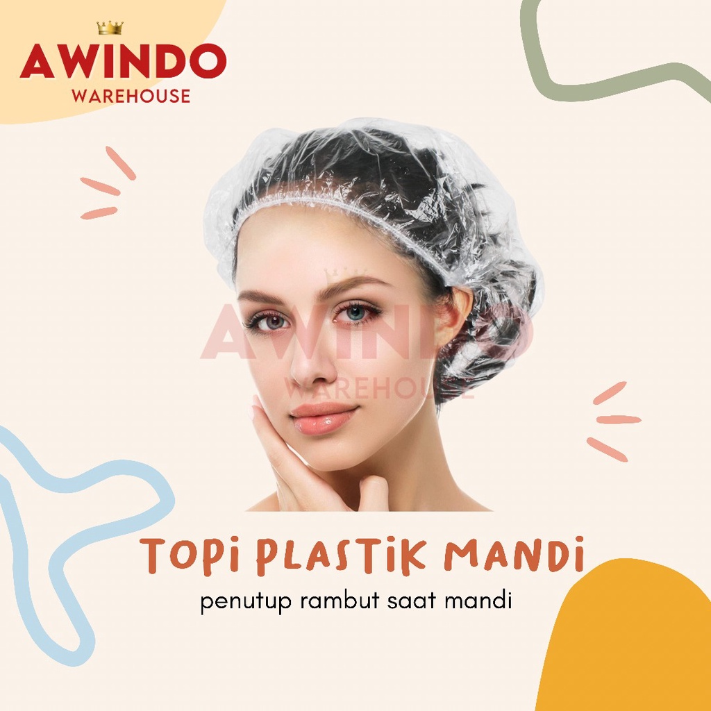 TOPI MANDI PLASTIK - Penutup Rambut Kepala Mandi Shower Cap Keramas