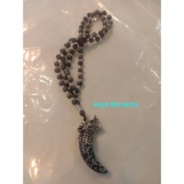 kalung batu akik liontin motif naga