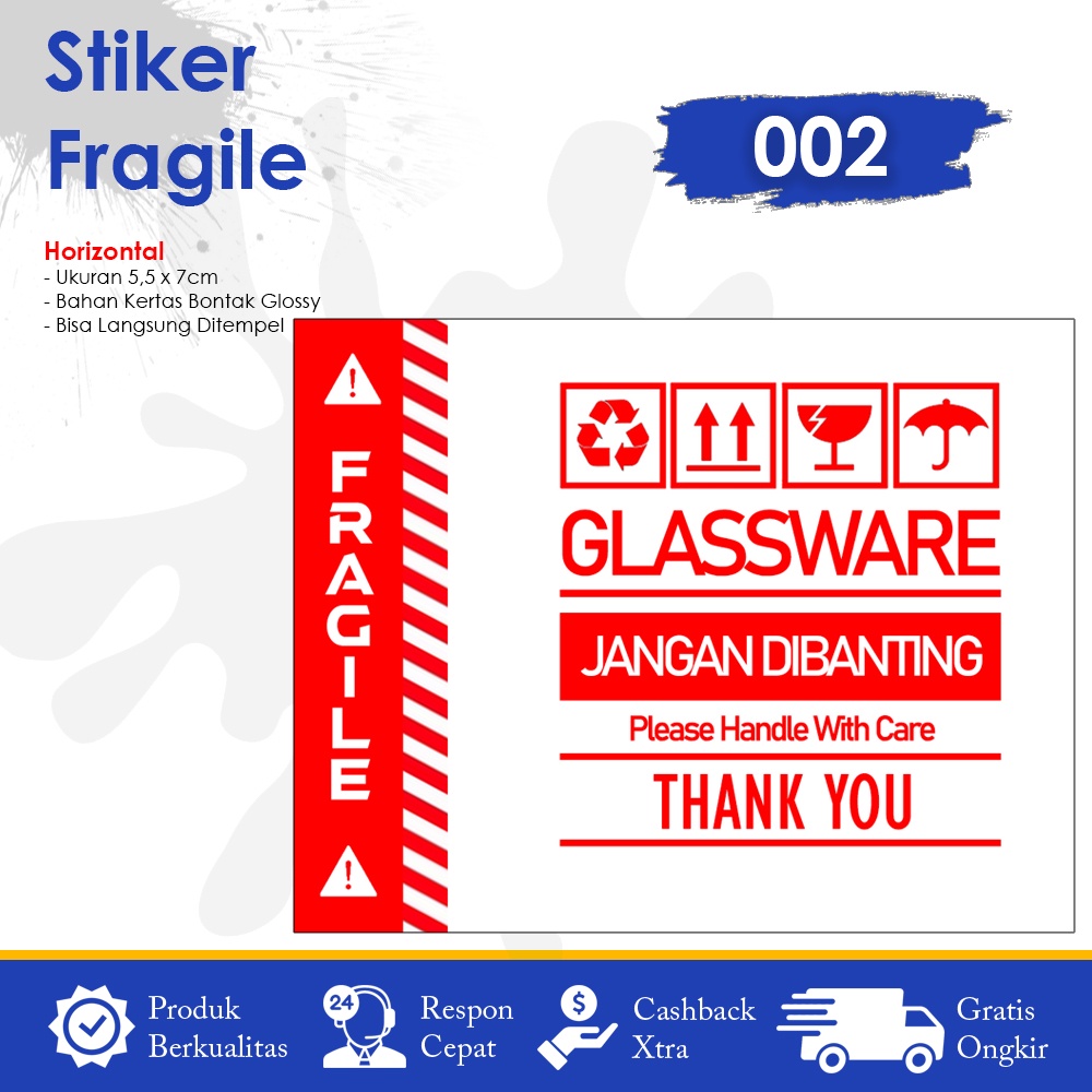 Stiker Fragile Stiker Pecah Belah Stiker Label Pengiriman Sticker Fragile Horizontal-4