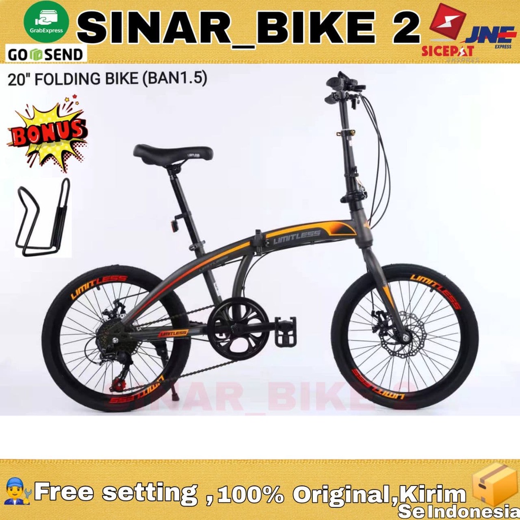 Sepeda Lipat LIMITLESS 20 Inch Rem Cakram Folding Bike