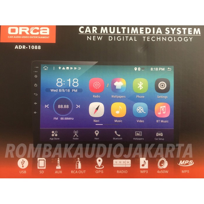 HEAD UNIT ANDROID ORCA 10in ADR-1088 DOUBLE DIN ORCA ANDROID ADR-1088