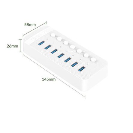 Usb 3.0 hub orico 7 port on off switch 5Gbps Bc1.2 adapter ct2u3-7ab - terminal usb3.0 7 slot saklar adaptor