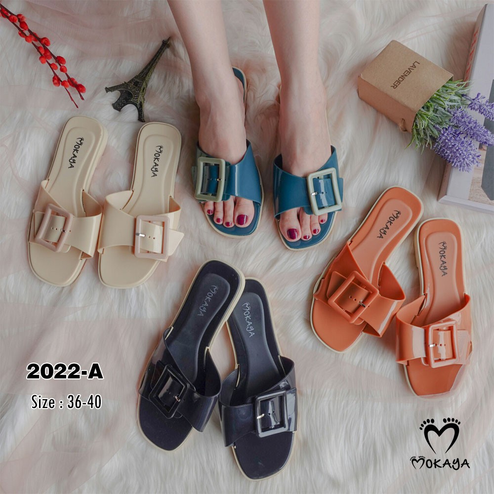 Sandal Slop Wanita Gesper Cantik Elegant Import Mokaya / size 36-40 (2022-A)