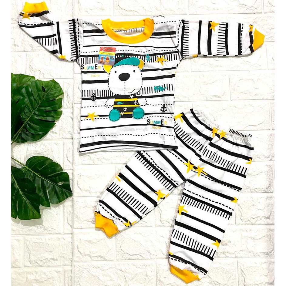 baju anak tedy bear summer setelan panjang 3-18 bulan (PP075)