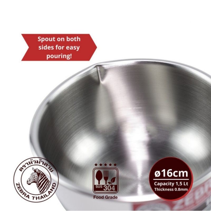 Sauce Pan ZEBRA 16Cm 166307-Stainless Steel-Panci Stainless-Saucepan