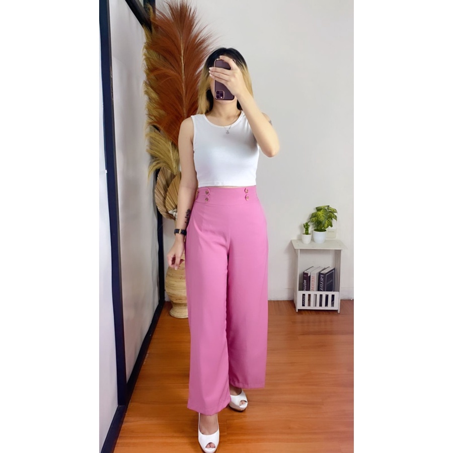 BEFAST - ZRX OOTD Celana Highwaist RONY / Celana Kulot Highwaist - Linen Cullote Double Button / Celana Panjang Kulot Kekiniaan Remaja / Kulot banyak Warna / Celana Panjang Trendy / Termurah / OOTD Ala Korean Style