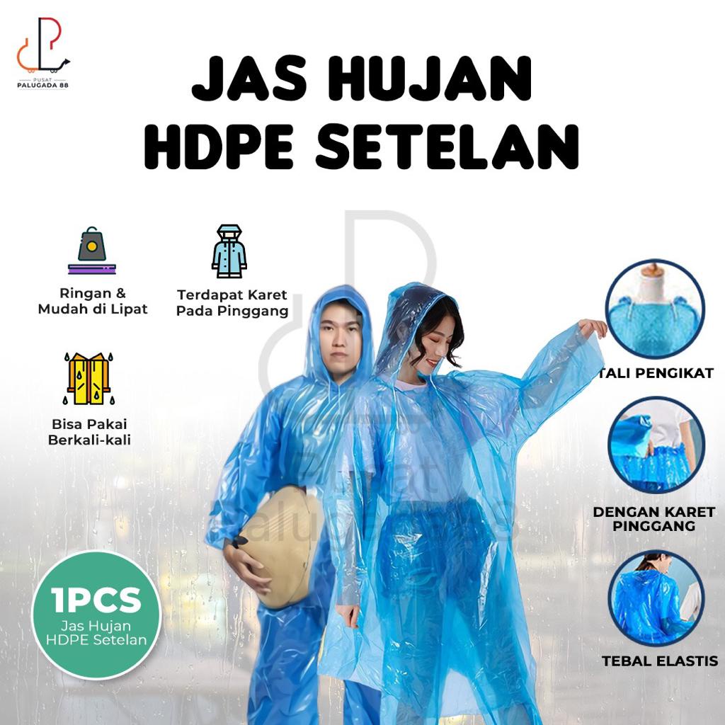 Jas Hujan LDPE Plastik Setelan Baju Celana Raincoat Kualitas Bambu HDPE Travel Ringan Ringan MURAH