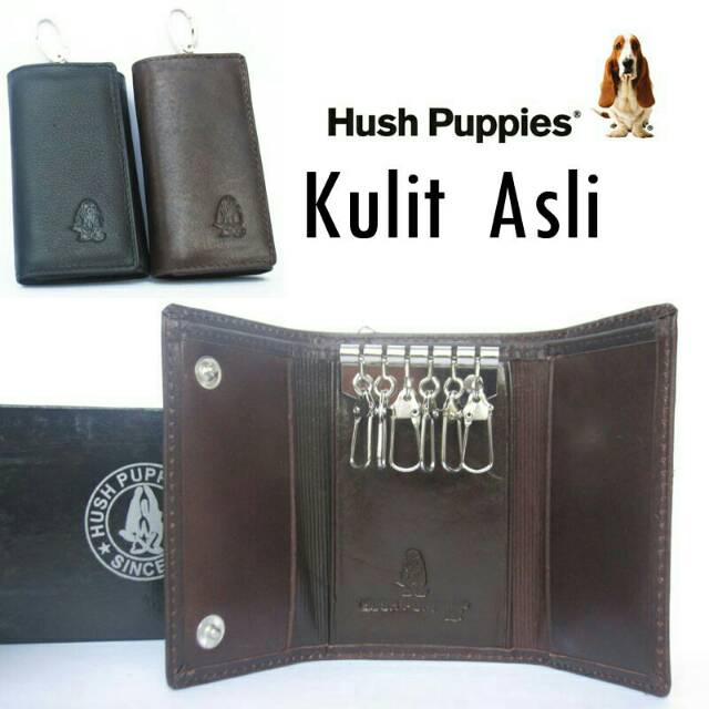 Dompet gantungan kunci HUSH PUPPIES untuk motor mobil stnk kulit asli