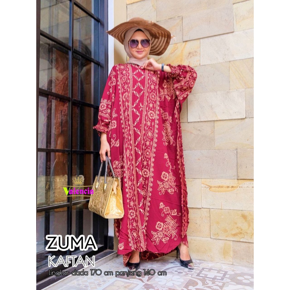 Kaftan Zuma - Kaftan Wanita Jumbo Katun Rayon Batik Premium Busui  Dress Gamis Batik Bigsize Fashion Muslim Kekinian LD 170 cm