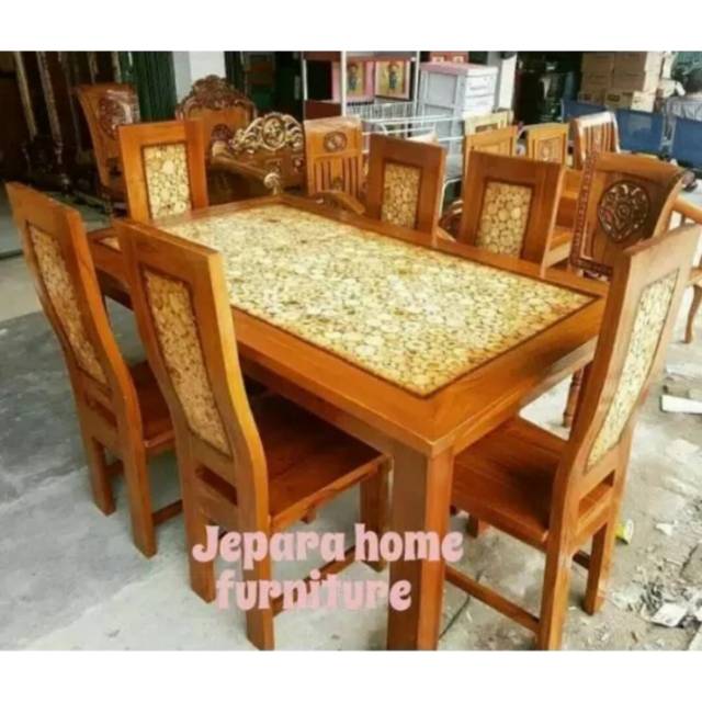 Meja makan koin mebel Jepara