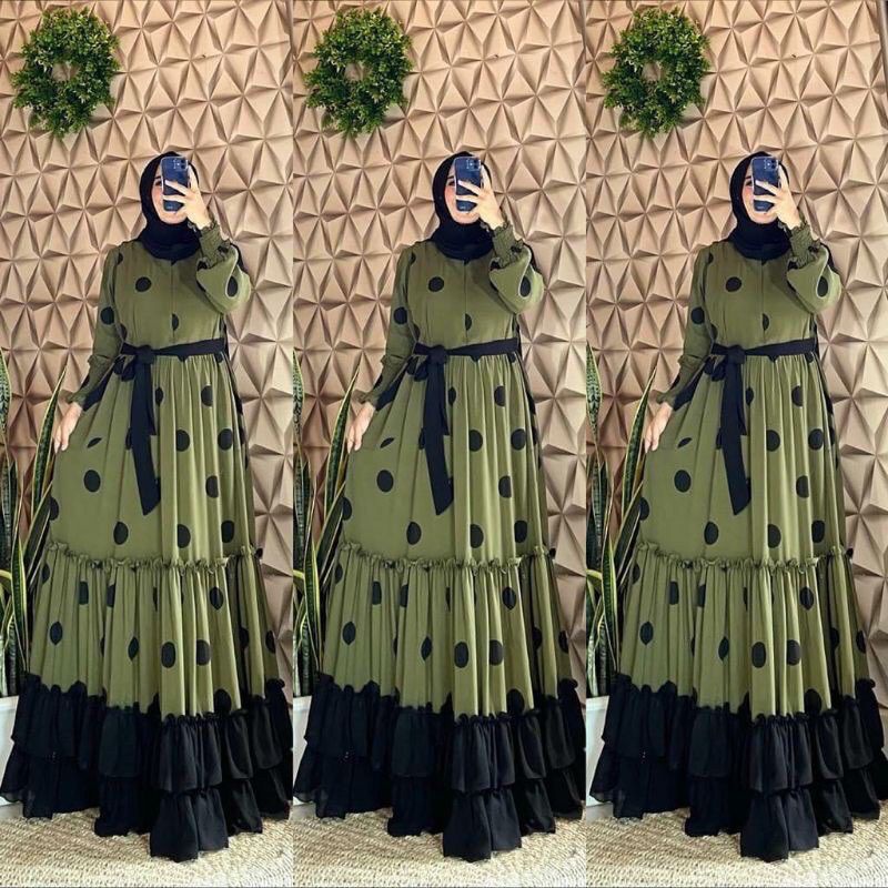 gamis Monalisa mayung polkadot