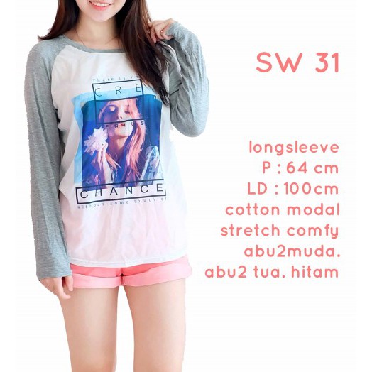 SW31 - ATASAN LONGSLEEVE WANITA LUCU IMPORT ADEM MURAH