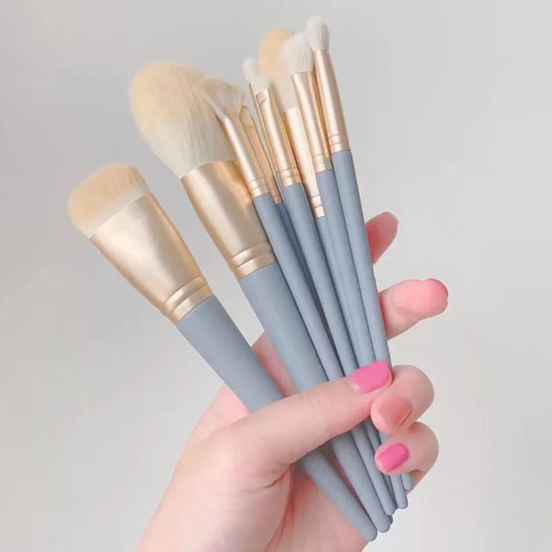 10PCS Kuas Make Up Set Brush Eyeshadow / Bedak / Blush On / Highlighter / Foundation / Blending Brush  Makeup Kuas Biru Langit F654