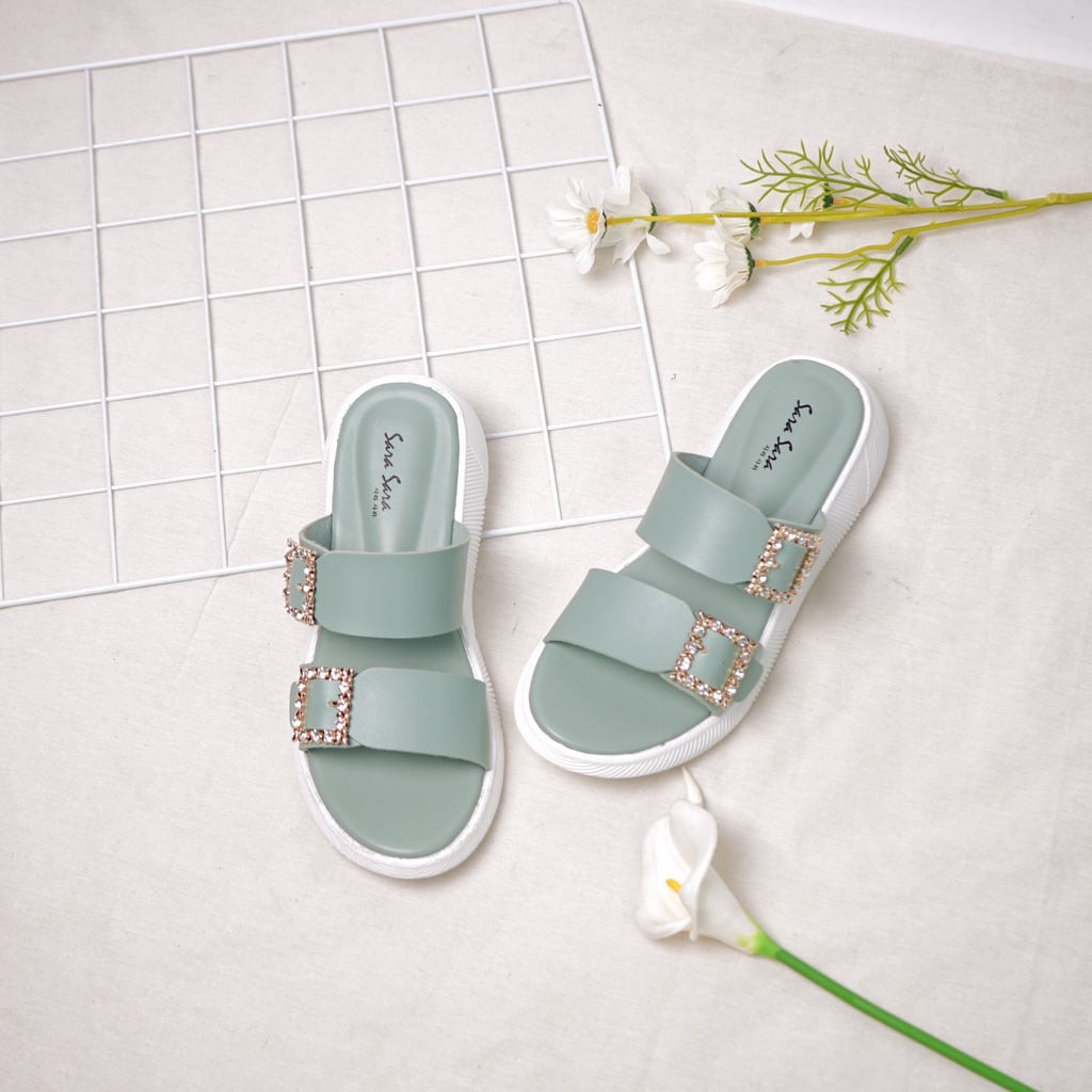 Sara Sara JOA Sandal Wanita Double Strap sandal gesper cewek sandal selop terbaru