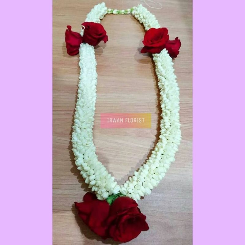 kalung melati asli mix mawar merah fresh