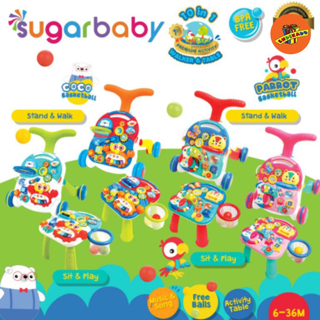 SUGAR BABY 10in1 SERIES PREMIUM ACTIVITY WALKER &amp; TABLE - Coco Basketball