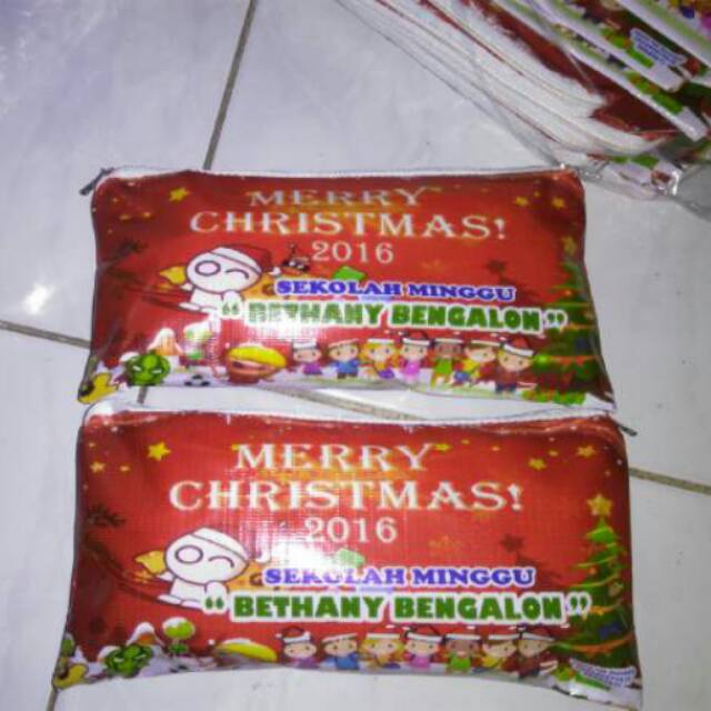 

Dompet Natal Souvenir tempat pensil custom natal