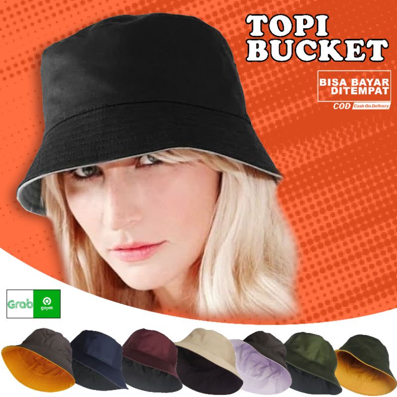 Bucket hat polos hitam