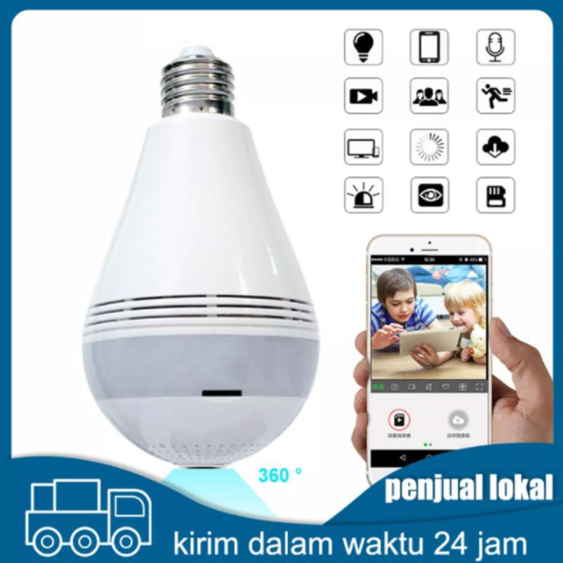 New Camera cctv wifi 8MP HD 1080p panoramic 360 Derajat bentuk lampu