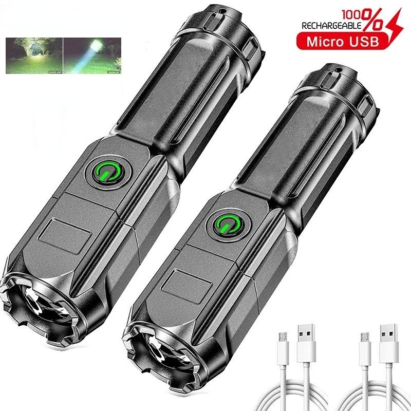 Lampu Senter Led T6 USB Rechargeable Super Terang Zoomable Untuk Camping / Hiking / Memancing / Outdoor