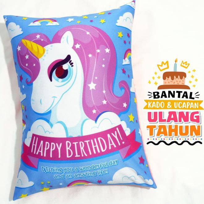3exo bantal kado & hadiah ulang tahun tema unicorn 30x40cm - ready - no po f9s2