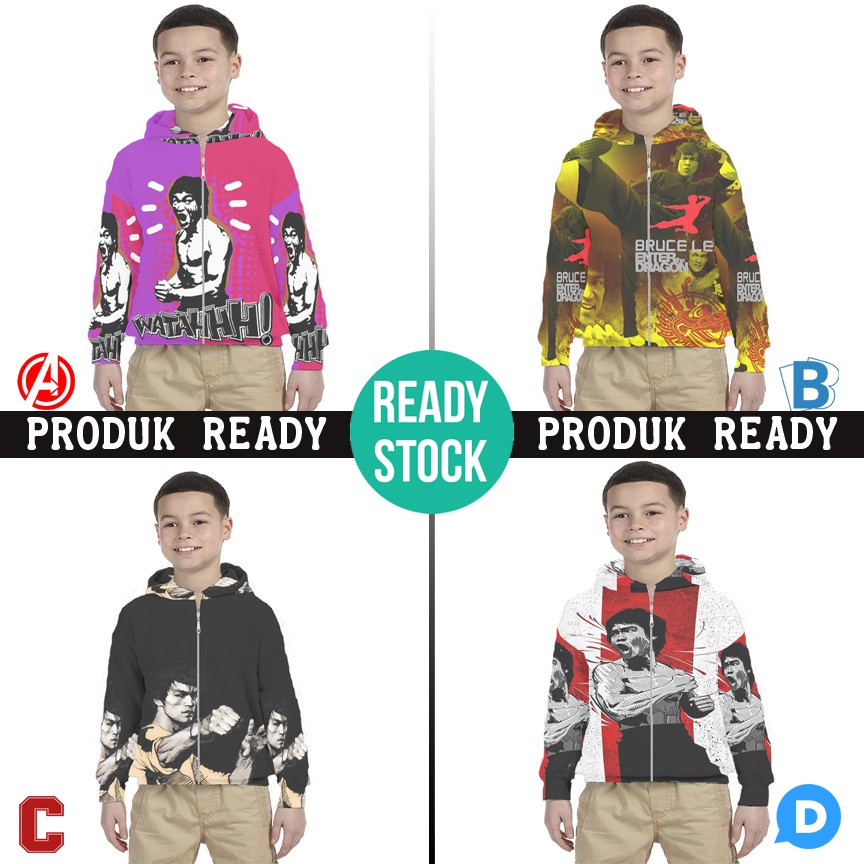 Hoodie Anak Bruce Lee Hoodie Bahan Polyester Jersey