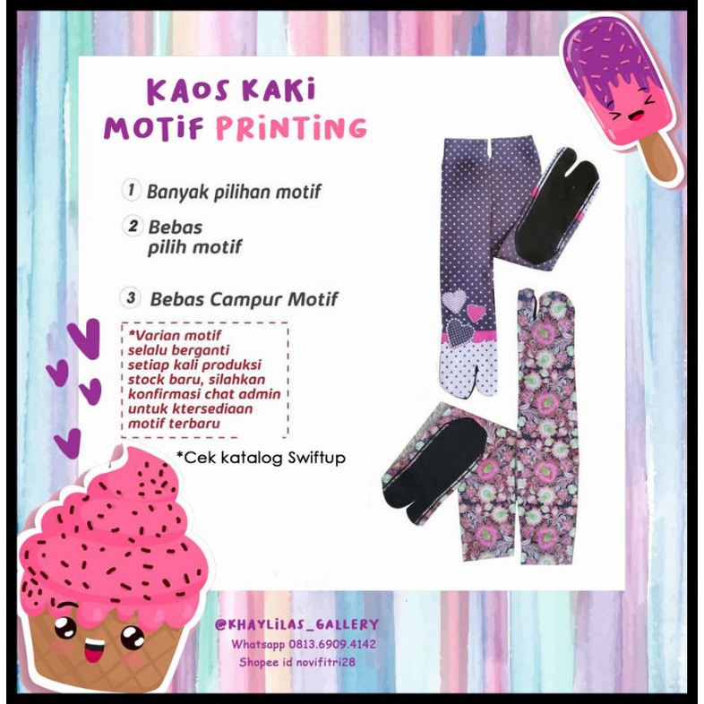 KAOS KAKI PRINTING TAPAK HITAM JEMPOL TOTALLY HIJAB