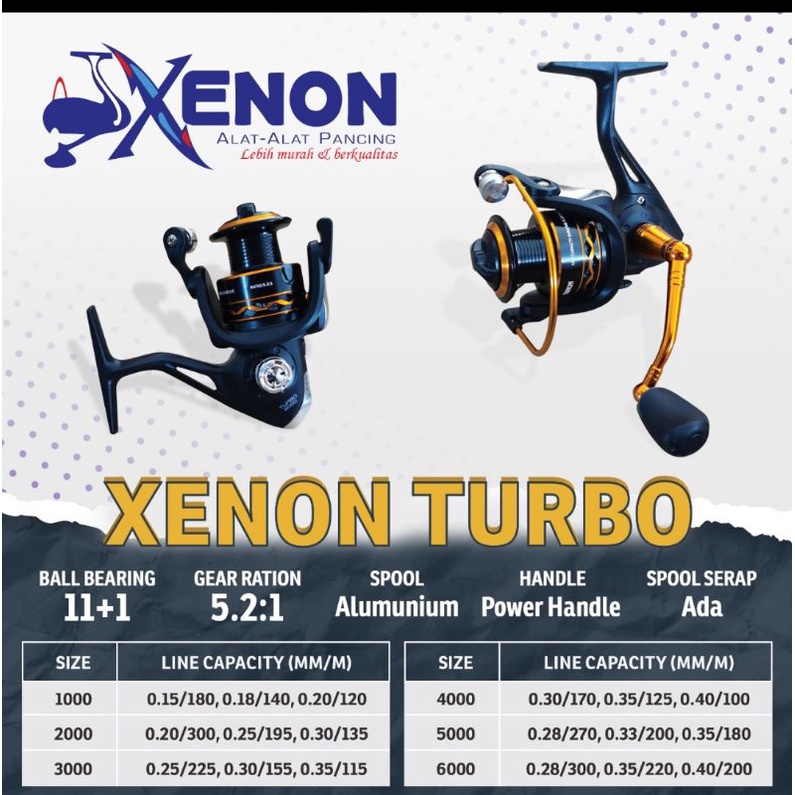 reel xenon turbo pilihan 1000 sampai 6000 power handel