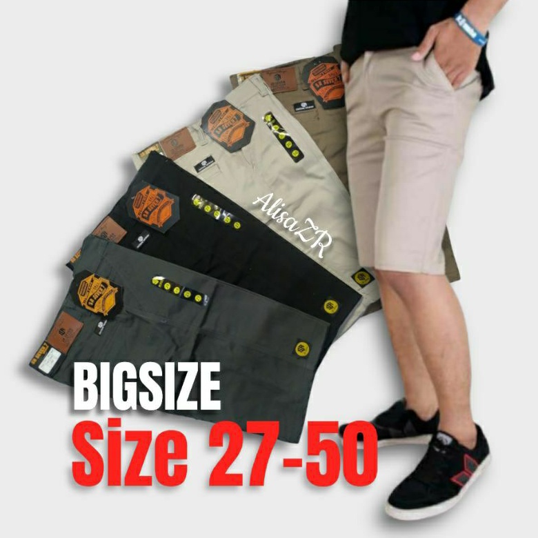 Celana Chino Pendek Pria 27-55 JUMBO Bigsize bahan melar