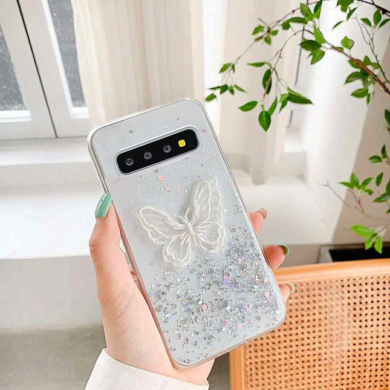 Butterfly Glitter Case Samsung S21 A12 S20 S10 plus note 10 20 ultra Vivo Y51 Y20 Y19 Oppo Reno 4f 5