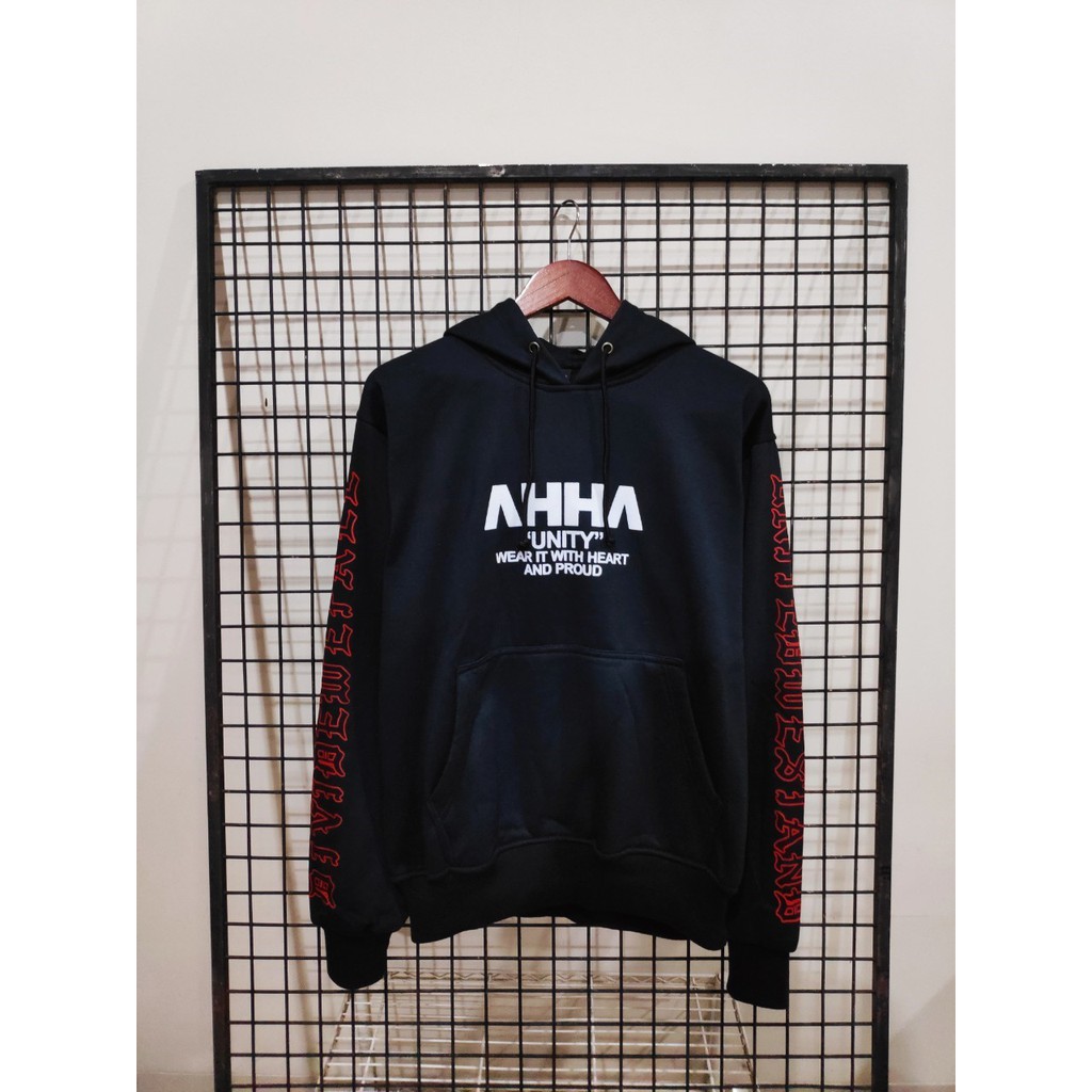 SWEATER HOODIE PREMIUM MURAH AHHA UNITY HITAM