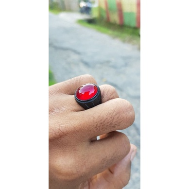 BATU AKIK MERAH RING HITAM