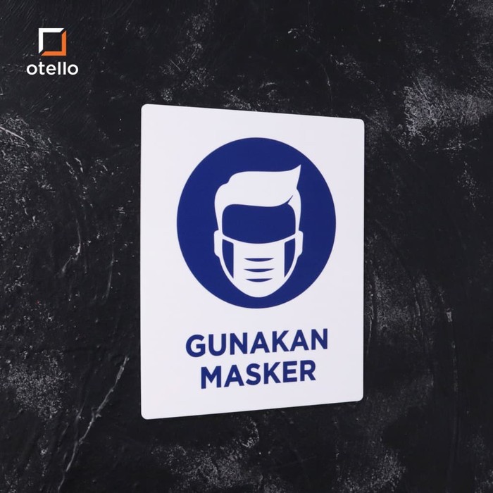 Gunakan Masker Sign Board Akrilik Wajib Pakai Masker Acrylic Modern Papan Nama Ruangan Print UV