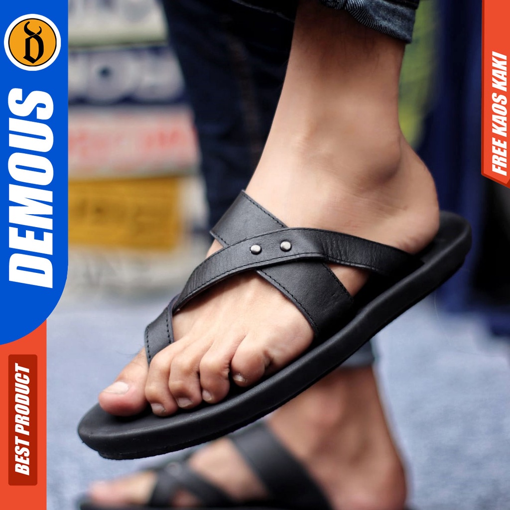 DEMOUS WIROS Sandal Jepit Kulit Asli