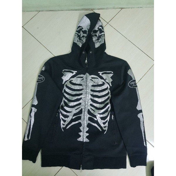 zipp hoodie vanson leather skull