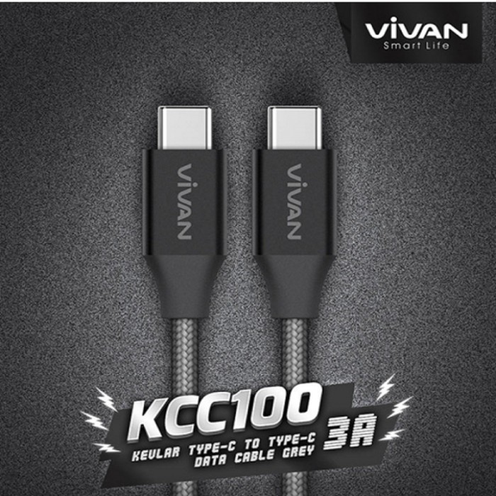 Kabel Data Vivan KCC100 Type-C To Type-C 3A fast Charge