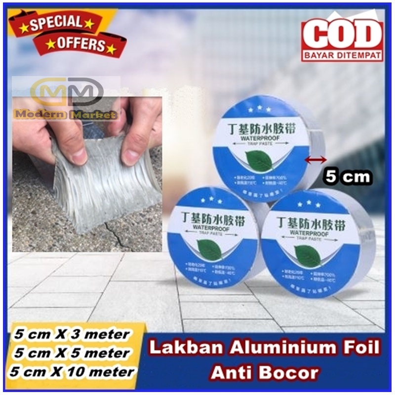 5CM LAKBAN ALUMINIUM FOIL ANTI BOCOR WATERPROOF TAHAN PANAS/PEREKAT ANTI BOCOR SERBAGUNA/LEM ATAP RU