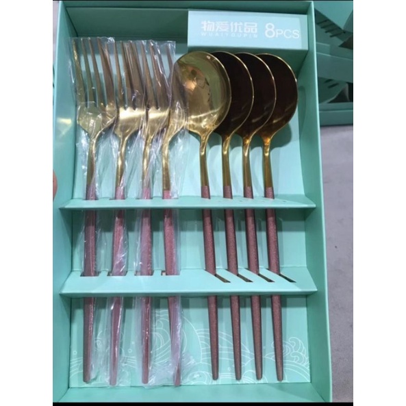 Tableware Gift Box Sendok Garpu Korea, isi 8pc / Hampers / Kado / Souvenir pernikahan