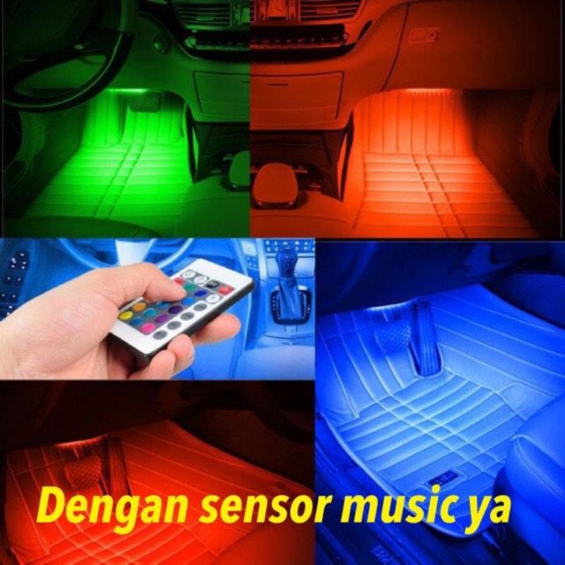 lampu drl led kolobg dashboard mobil remote + music 22cm 12 led