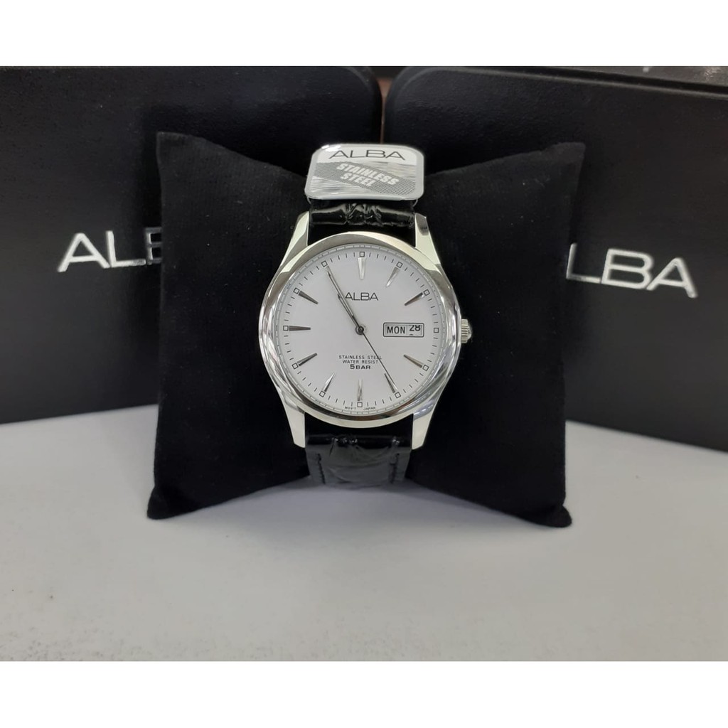 JAM TANGAN PRIA ALBA AXND63X1 BLACK SILVER ORIGINAL
