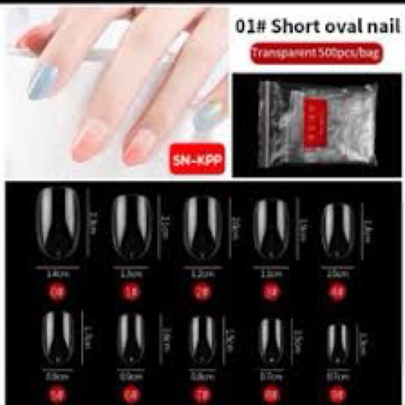 Nail Tip 500 Pcs Kuku Palsu Bahan Akrilik Warna Putih/ Clear Stiletto